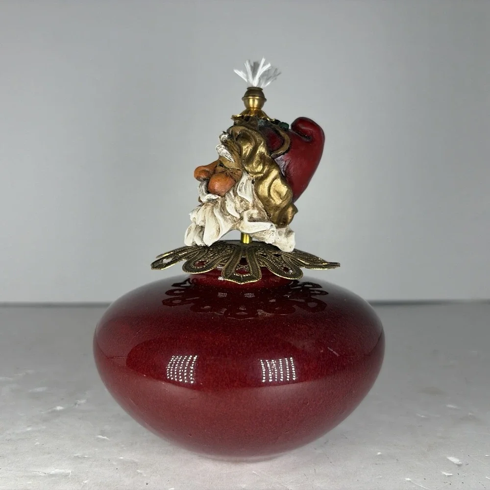 Rare Vintage 2004 RJR Christmas Floating Wick Oil Lamp Santa‎ Red
